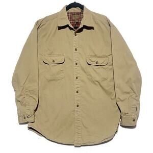 St Johns Bay Flannel Lined Denim Shirt Jacket Men's Size Large Tall Brown